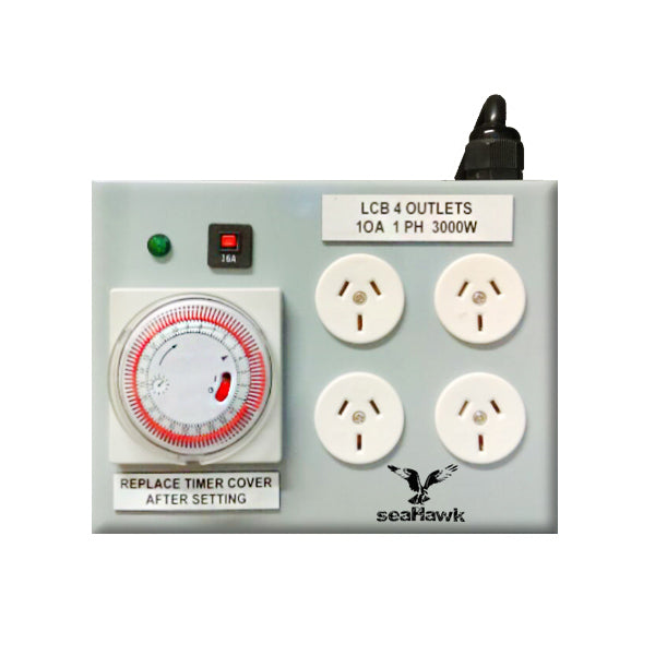 4 OUTLET HEAVY DUTY LIGHT TIMER 3000W 15 AMP + SEP / TIMER LEAD SM-EARTH image 0