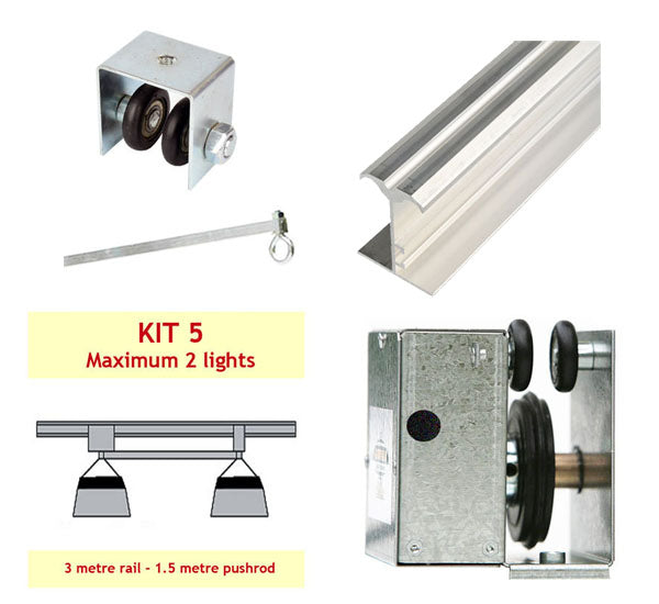 JUPITER 2 LIGHT 3 MTR RAIL FOR 2 LAMPS ON PUSH ROD - KIT- 5 (DELAY) image 0
