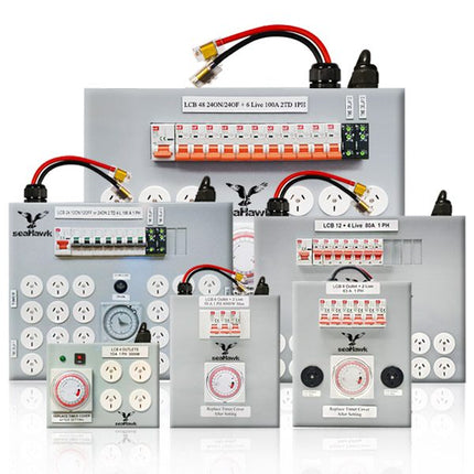 48 OUTLET LIGHT CONTROL BOARD 24 ON / 24 OFF + 6 LIVE - 2 X DELAY 100AMP image 0